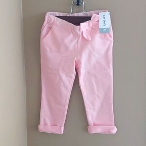 NEW Carter's pull on pants with 2 front pockets & bow at waist - pink - size 3T